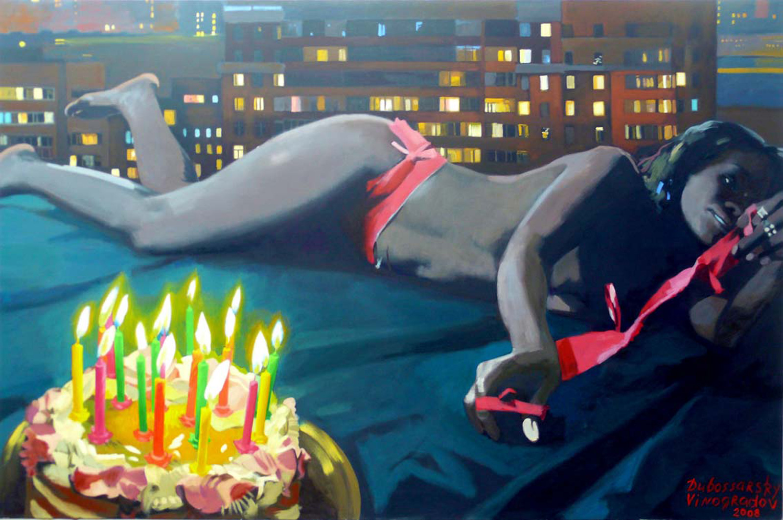 Dubossarsky & Vinogradov
Happy Birthday, 2008
oil on canvas
195 x 295 cm
77 x 116 ins. Vladimir Dubossarsky and Alexander Vinogradov