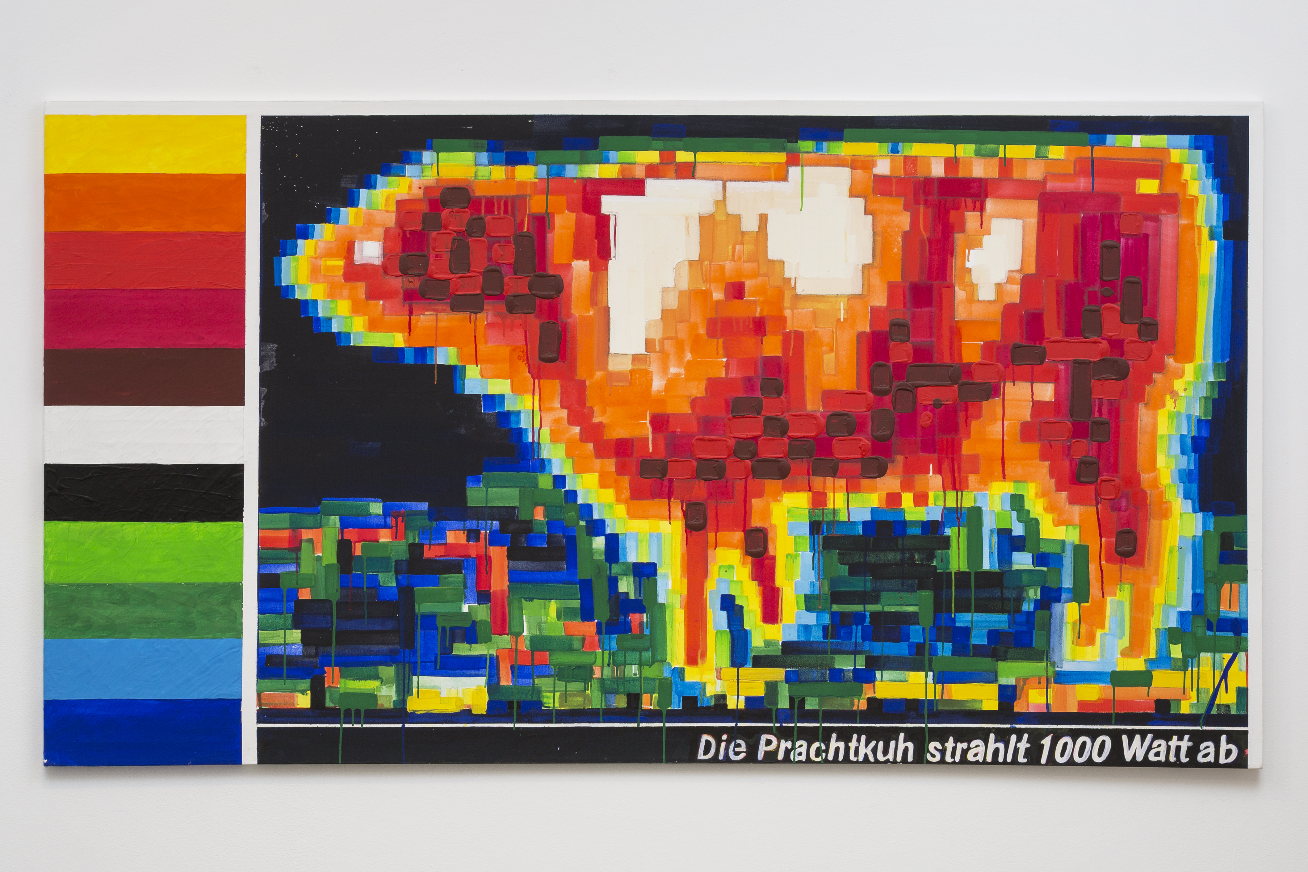 Kuh (Vietze), 1982, dispersion paint on, canvas, 115 x 210 cm, 45 1/4 x 82 5/8 ins. KP Brehmer