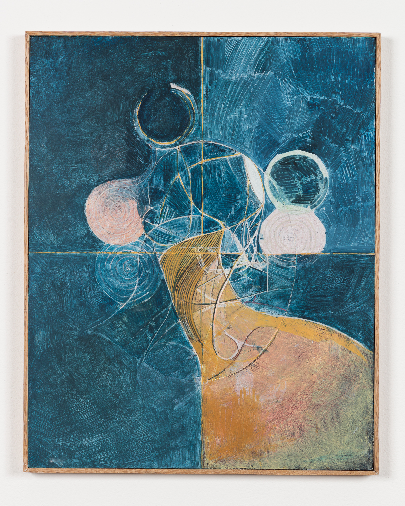 Nicholas Byrne, Clock face and curls, 2015, oil on gessoed panel with artists frame, 50 x 40 x 2 cm, 19 3/4 x 15 3/4 x 3/4 ins. Nicholas Byrne